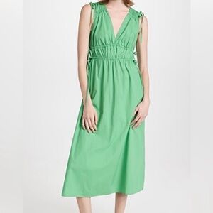 Rails Constantine Self Tie Green Cotton Midi Dress Size Medium Retail $228